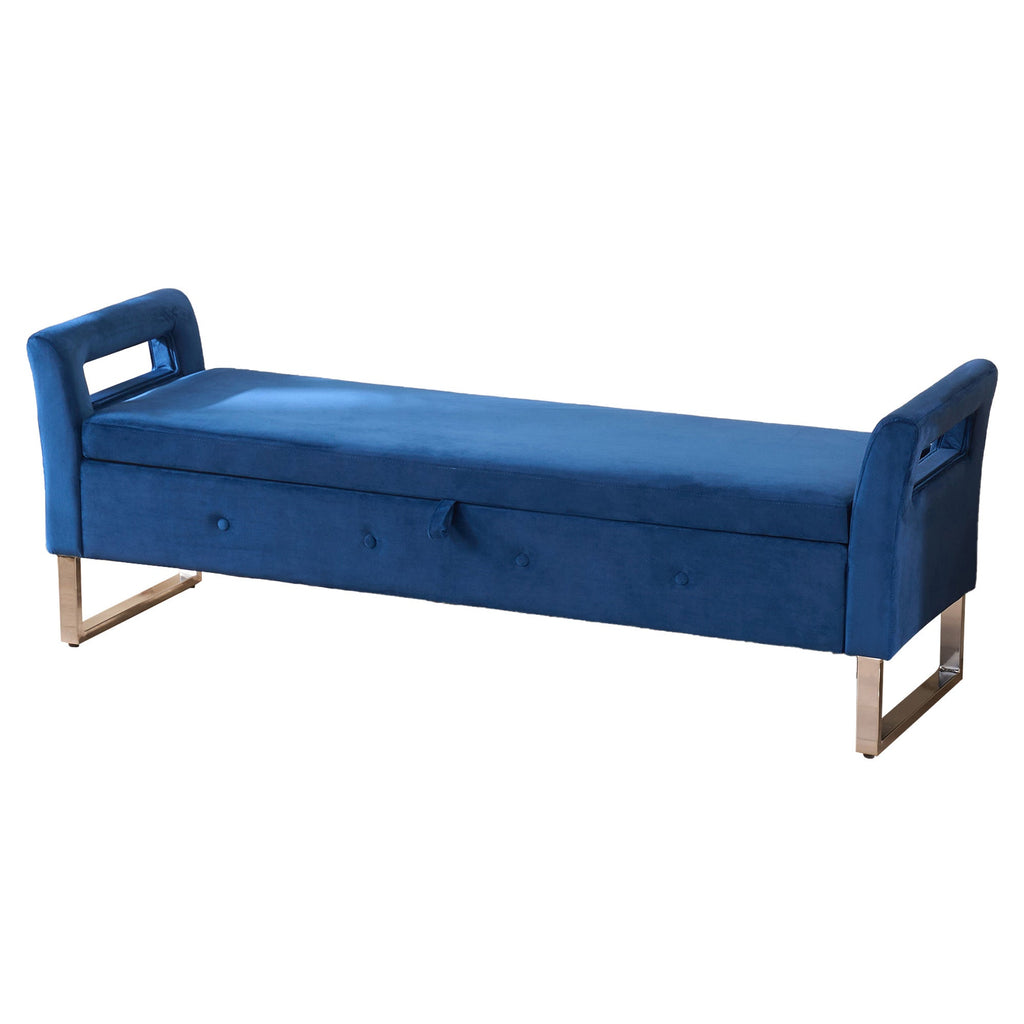 67.91' Wide Velvet Storage Soft Ottoman Bench with Armrests