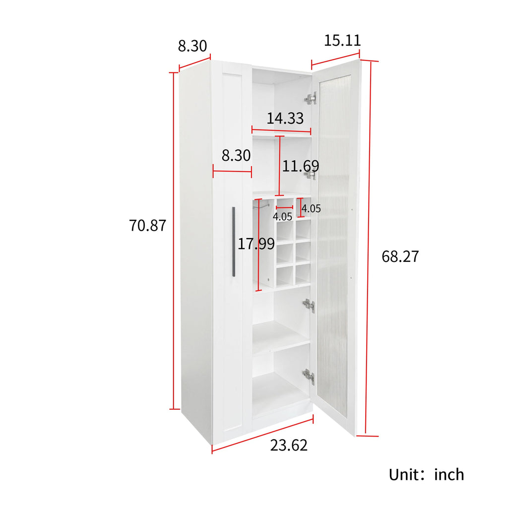 Farmhouse Kitchen Storage Cabinet with Glass Doors
