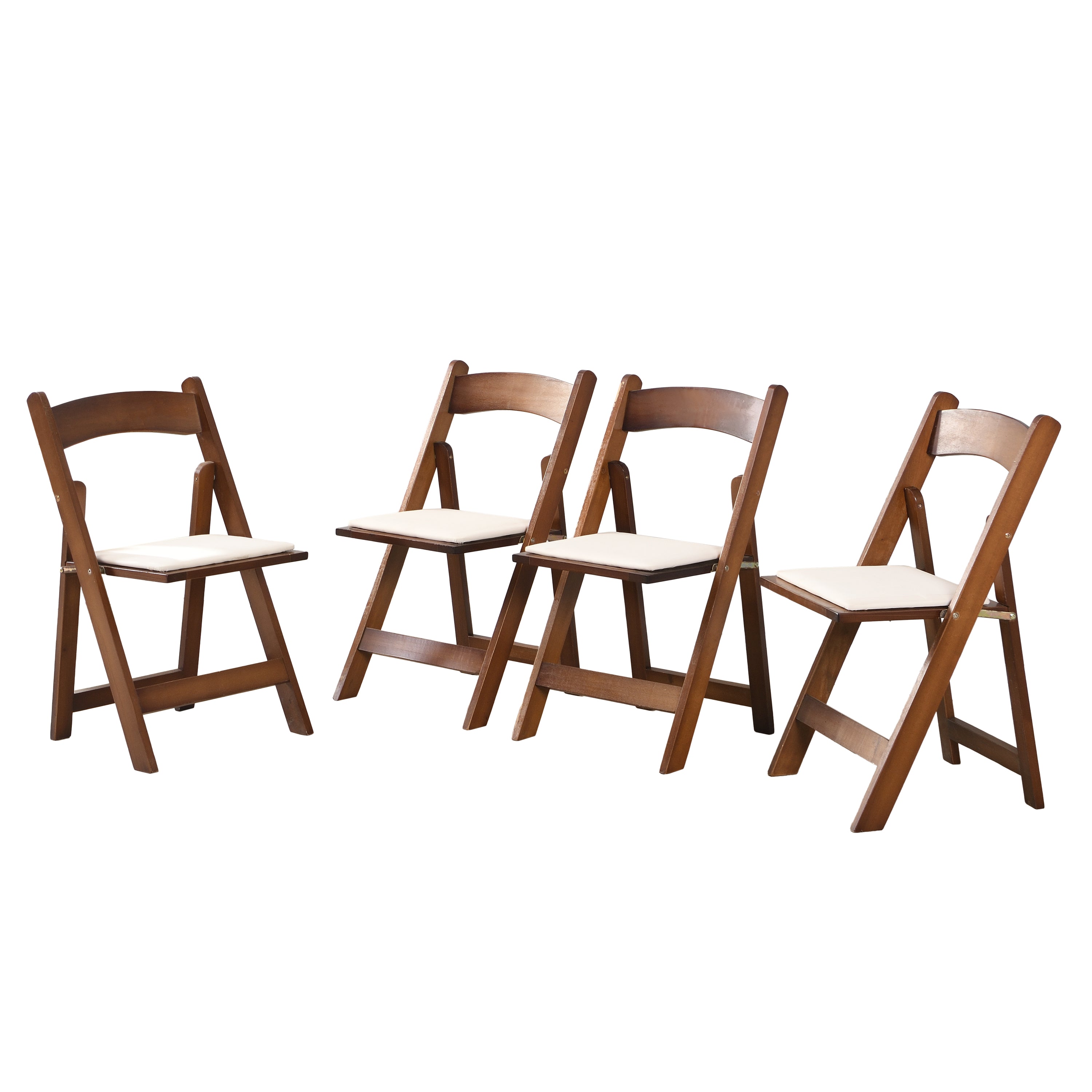 Set of 4 Folding Chairs Cushioned Solid Wood Space-Saving Dining Chairs