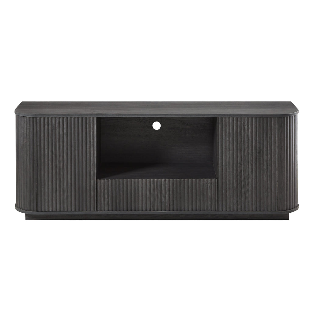 64-Inch Wavy Wooden Vertical Stripe TV Stand Cabinet