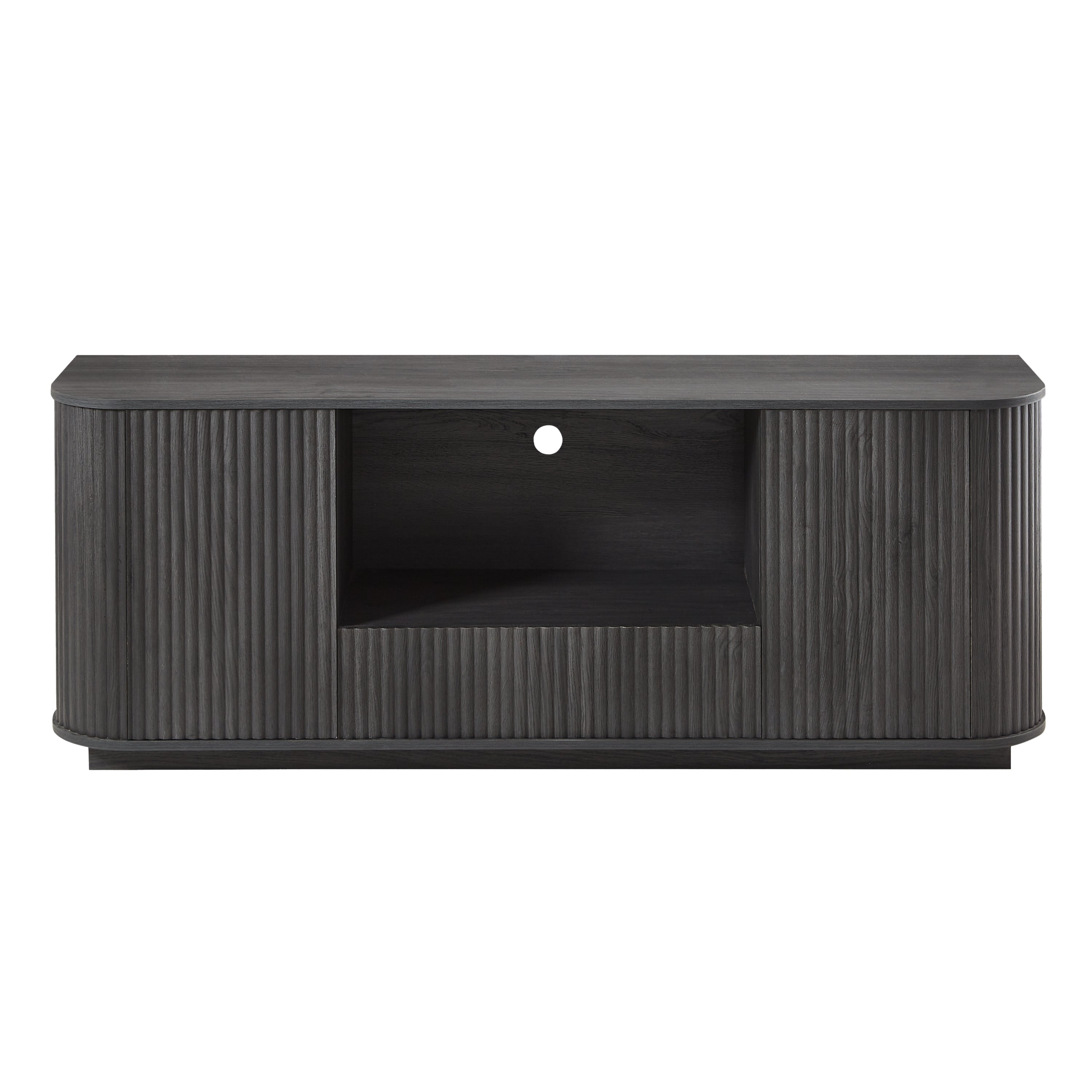 64-Inch Wavy Wooden Vertical Stripe TV Stand Cabinet