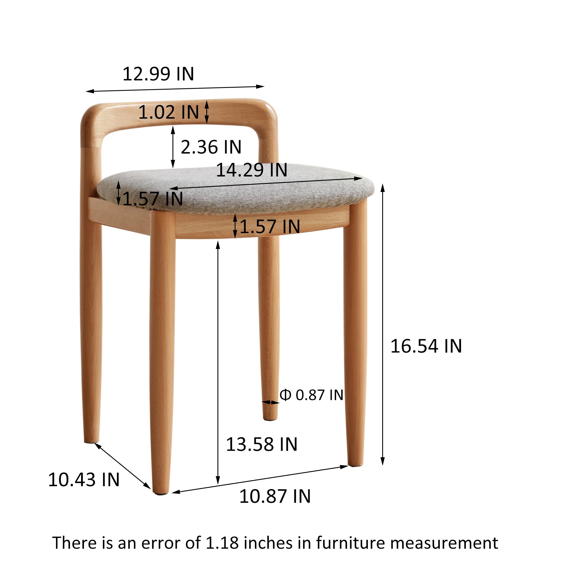 Natural Solid Beech Wood Bench