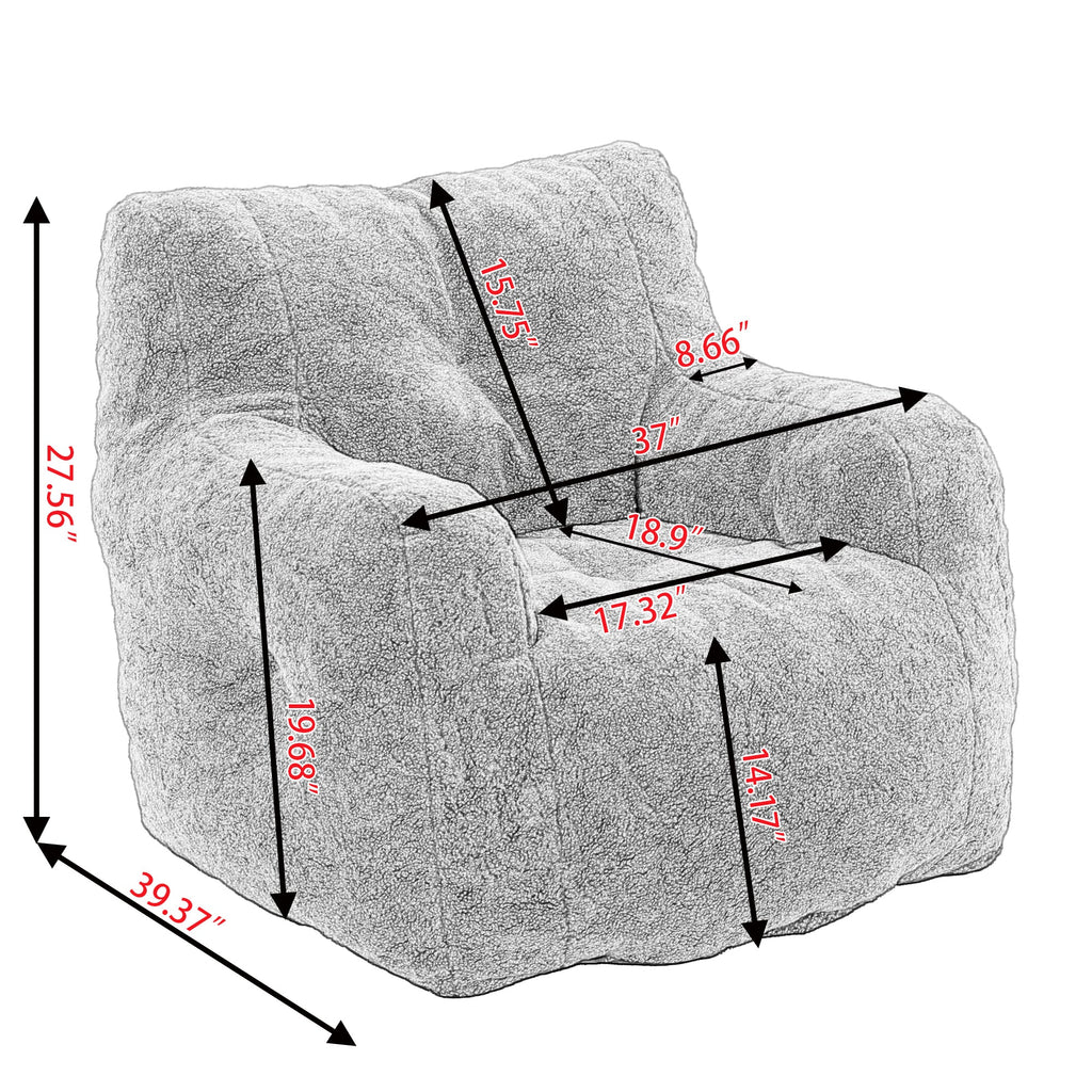 Teddy Fabric Tufted Foam Bean Bag Chair with Memory Sponge