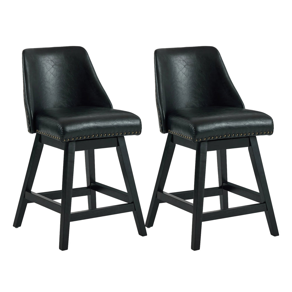 Firmoz Modern 360° Swivel Bar Stools with PU/Cracked Leather Upholstery