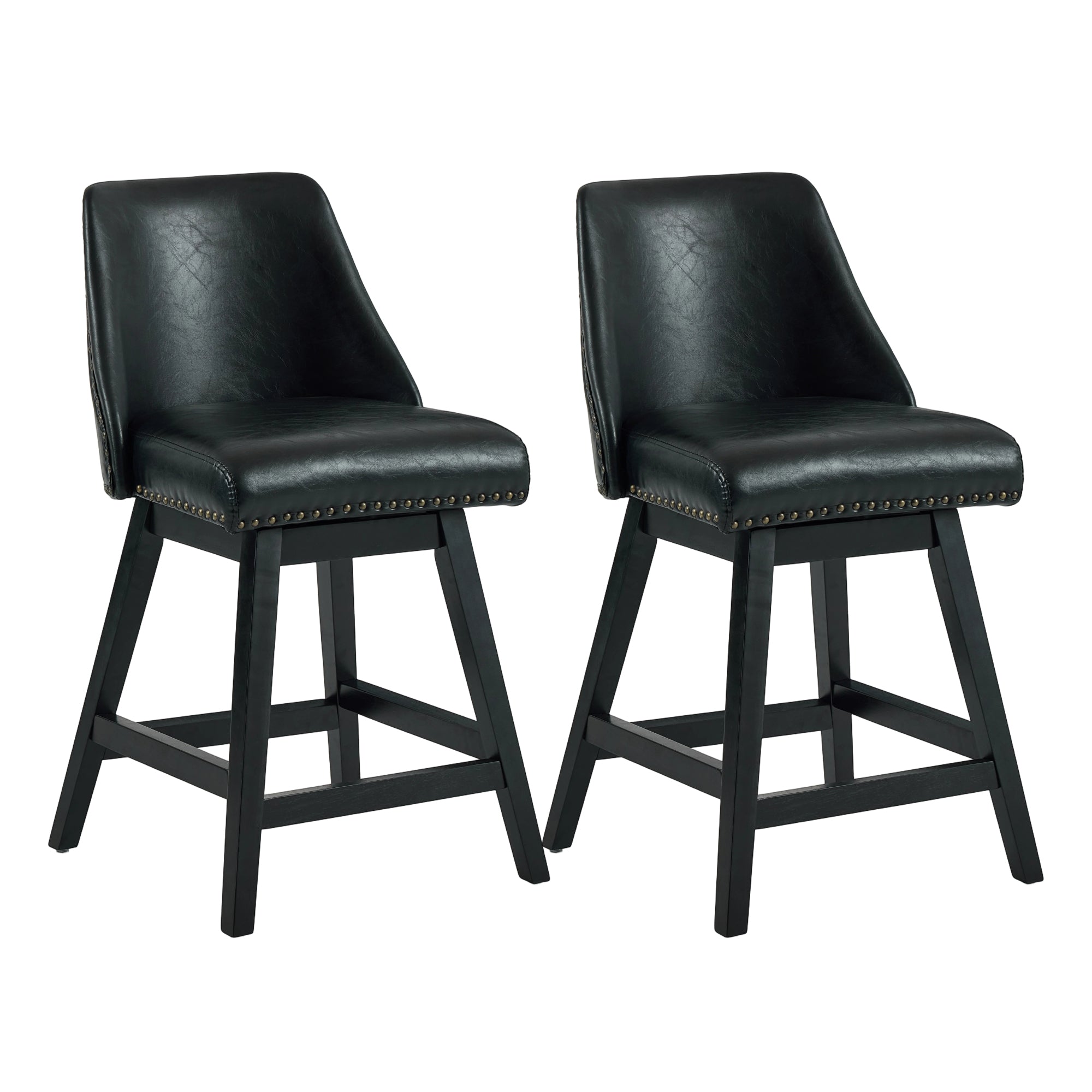 Firmoz Modern 360° Swivel Bar Stools with PU/Cracked Leather Upholstery