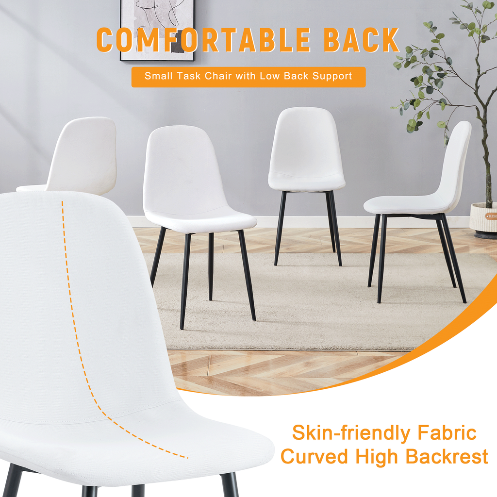 Luxury Simple Chair Black Linen Dining Chair  (Set of 4)