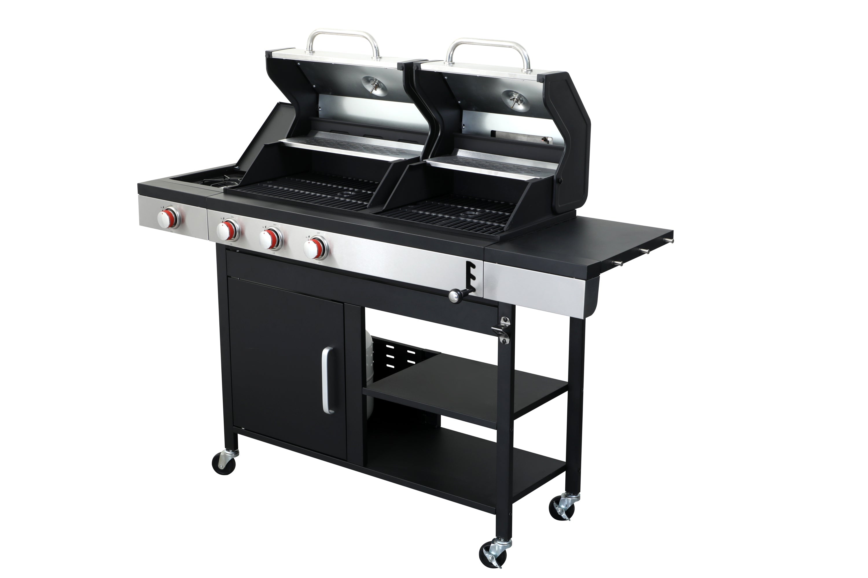 Propane Gas and Charcoal Grill Combo Griddle Grill with Side Burner