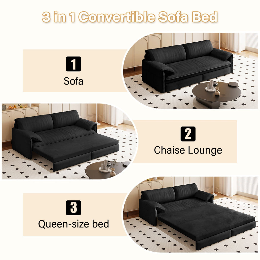 3-in-1 Convertible Sleeper Sofa with Side Storage