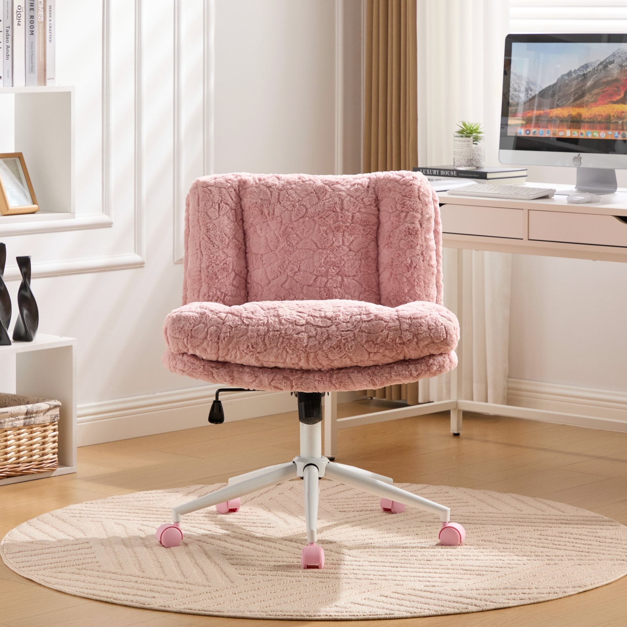 W26.4 inch Wider Artificial Rabbit Hair Home Office Chair