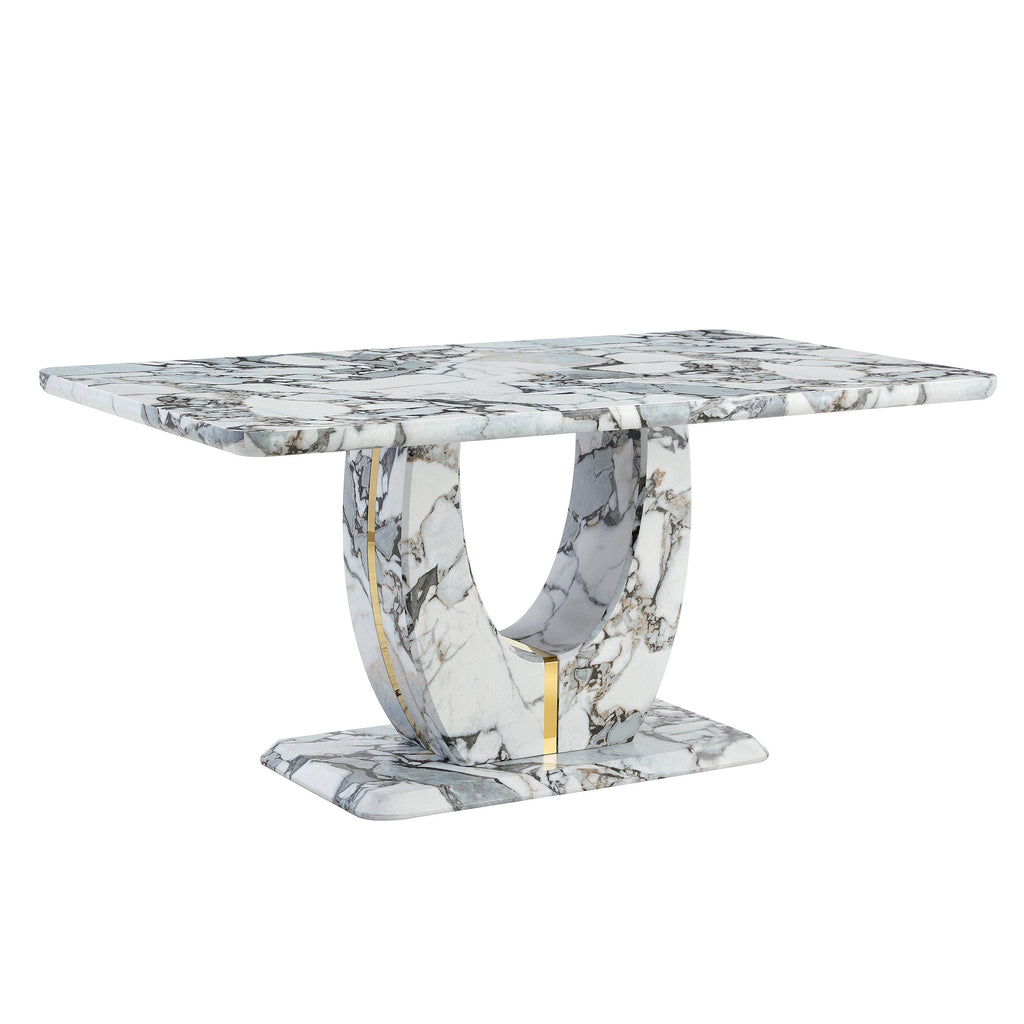 Modern 63'' Imitation Marble Dining Table for 4-6 people