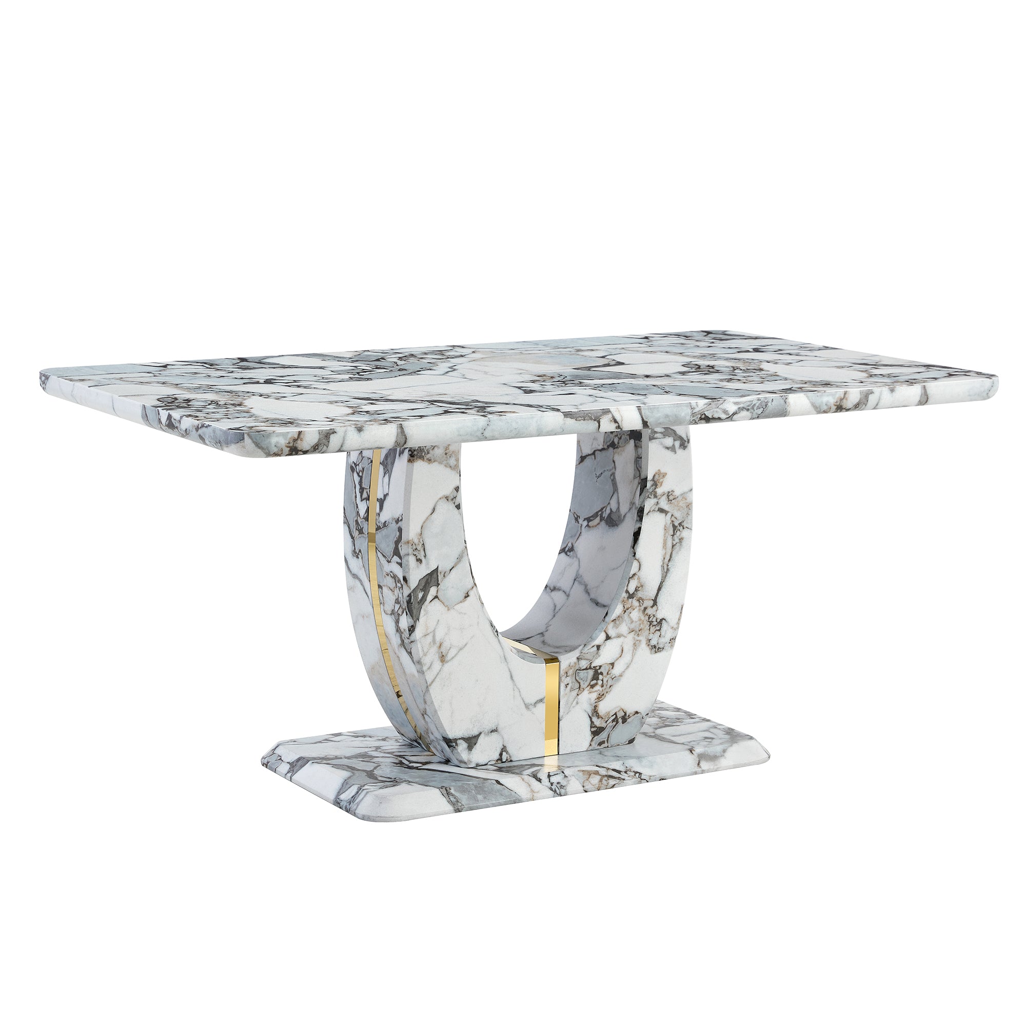 Modern 63'' Imitation Marble Dining Table for 4-6 people