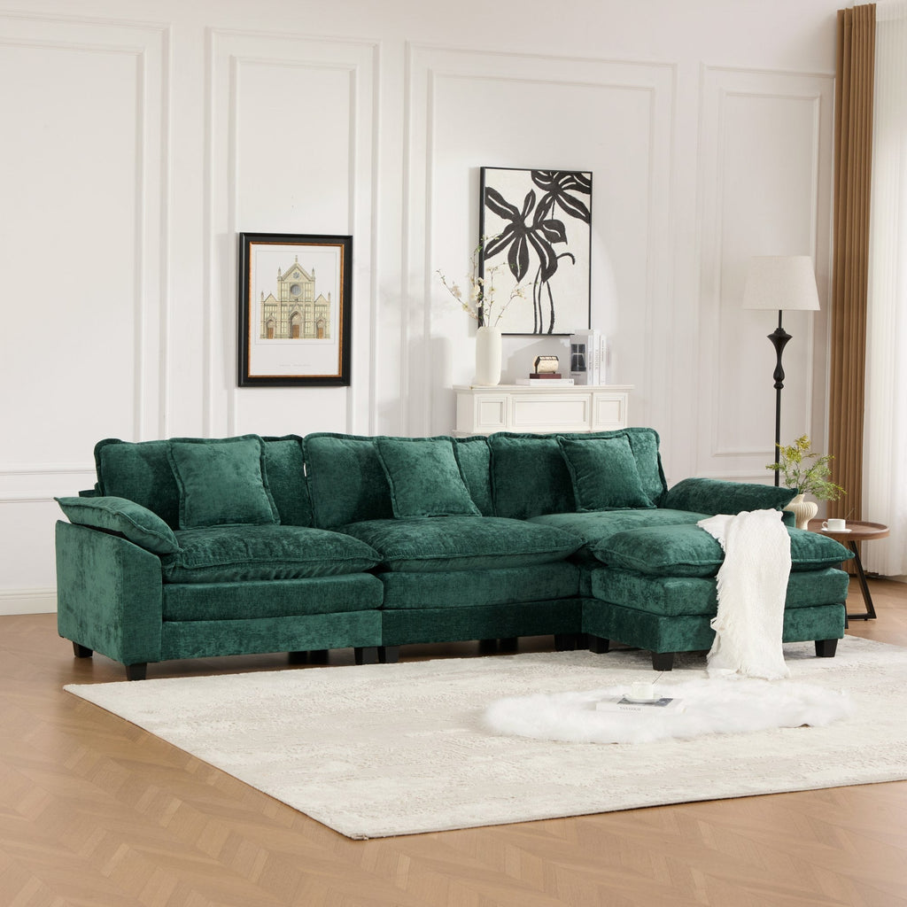 Modern Comfy Upholstered Seat Cushion Sectional Couch (Ottoman is Not Included)