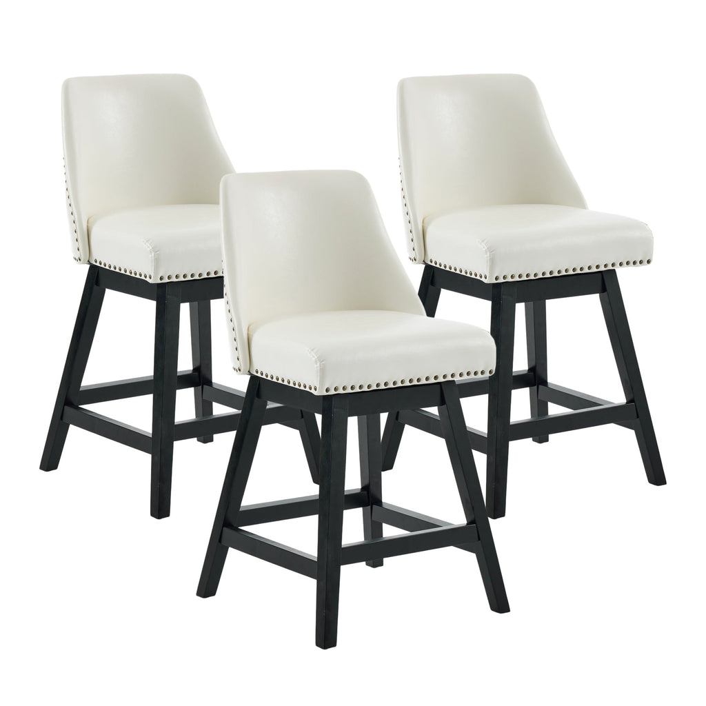 Firmoz Modern 360° Swivel Bar Stools with PU/Cracked Leather Upholstery