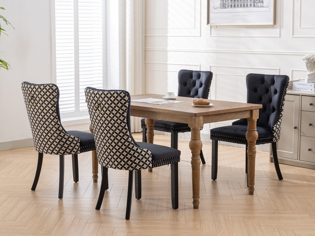 Modern High-end Tufted Solid Wood Velvet Dining Chair(Set of 2)