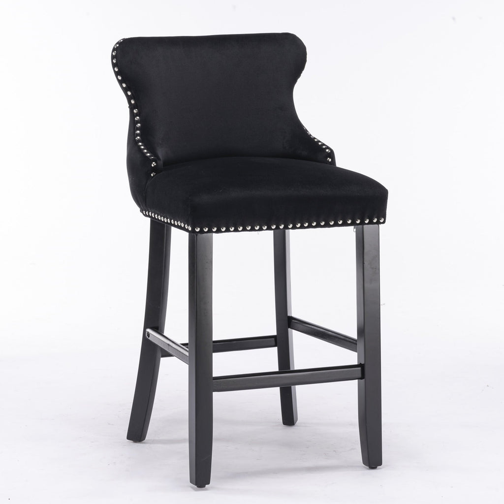 Leisure Style Velvet Upholstered Wing-Back Barstools (Set of 2)