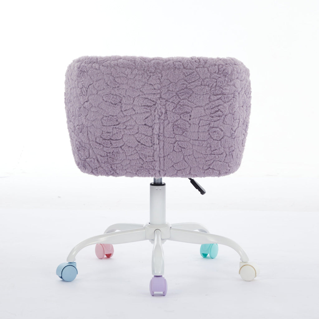 Artificial Rabbit Hair Adjustable Office Chair with Metal Base