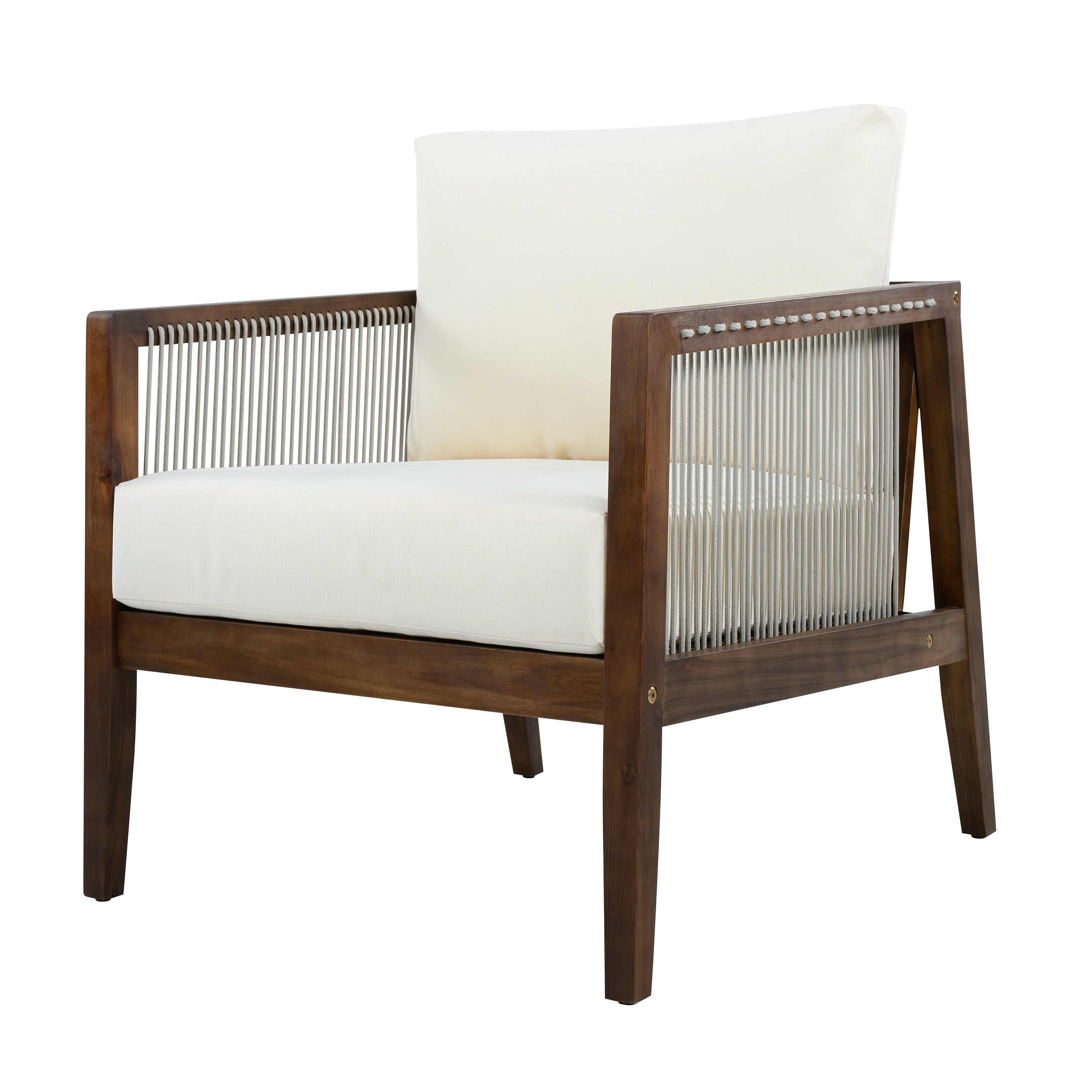 1PC/2PCS Acacia Wood Frame Outdoor Club Chair with Water-Repellent Cushions