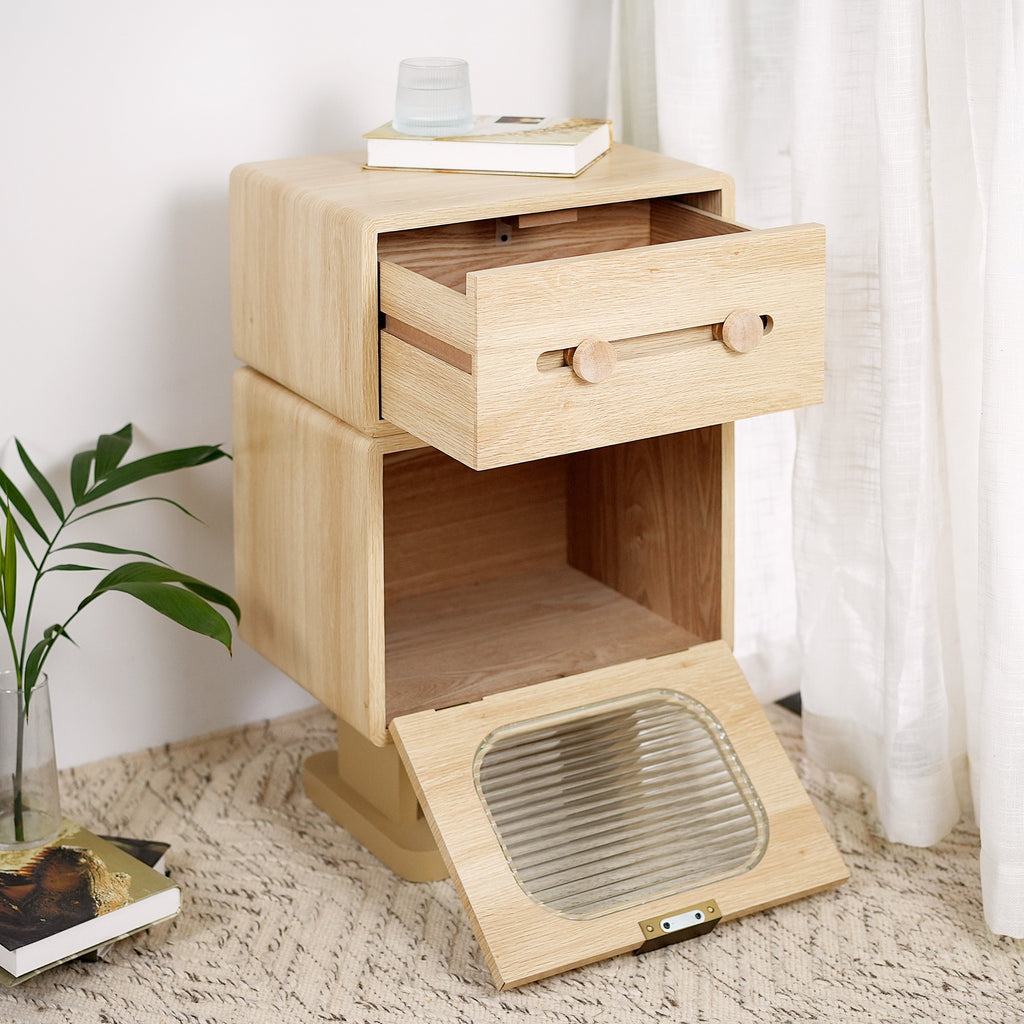 Rotating Robot Side Table with Storage