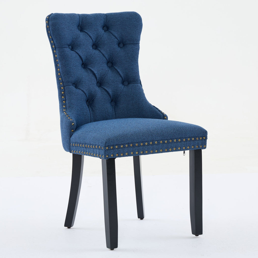Linen Contemporary Tufted Flax Upholstered Dining Chairs (Set of 2)