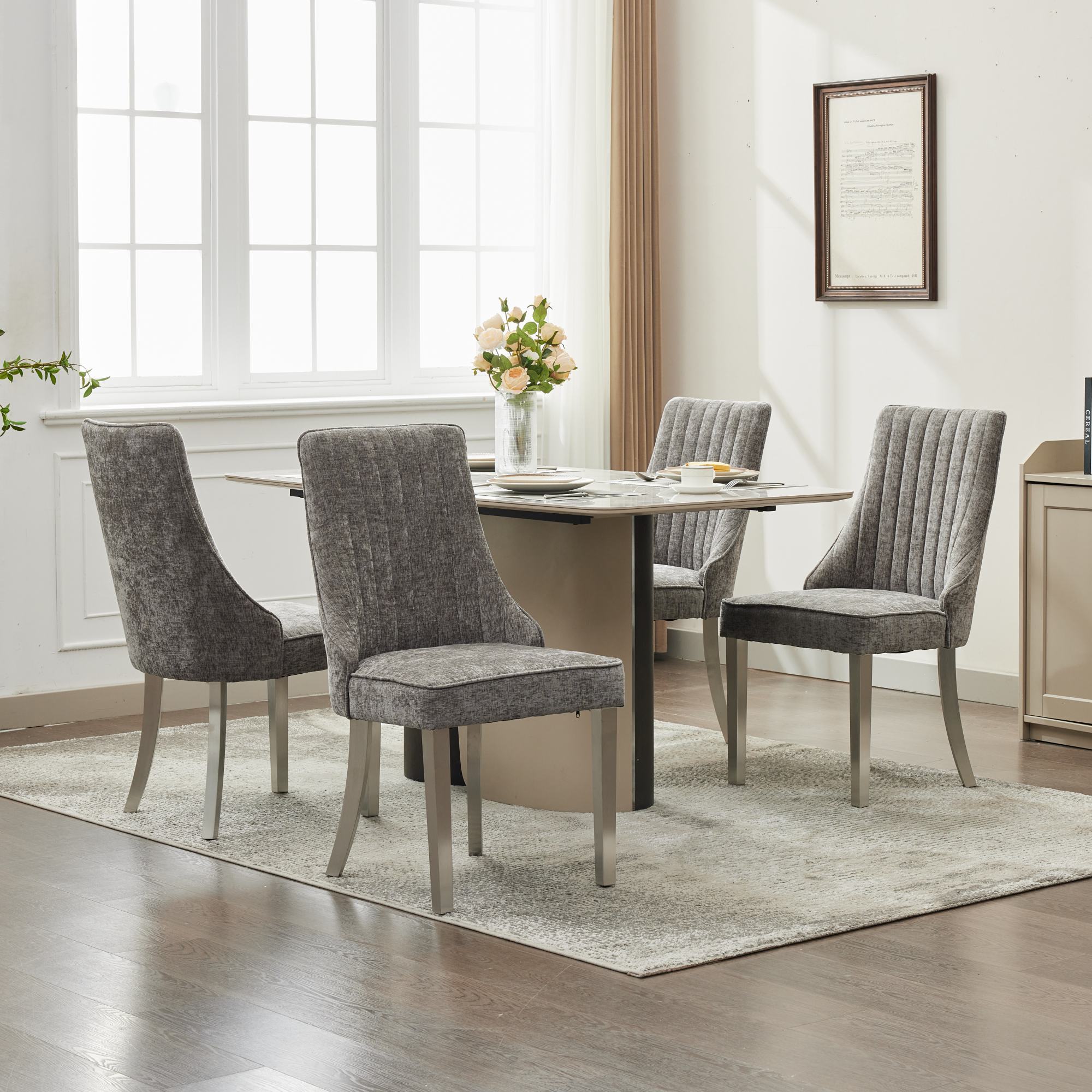 Rayon Cloth Flocking Chenille Dining Chairs (Set of 2 )