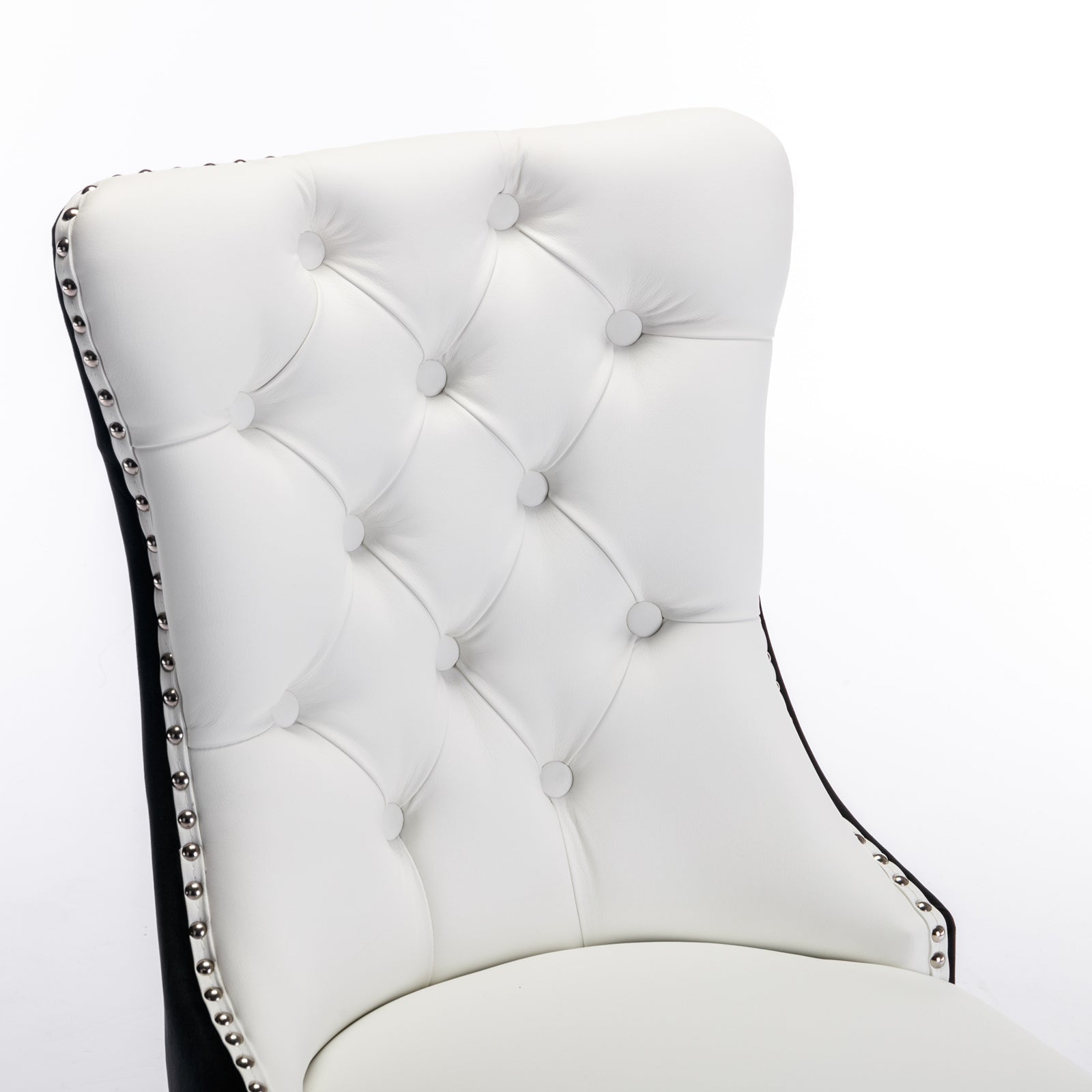 Tufted Solid Wood PU Upholstered Dining Chair with Wood Legs (Set of 2)