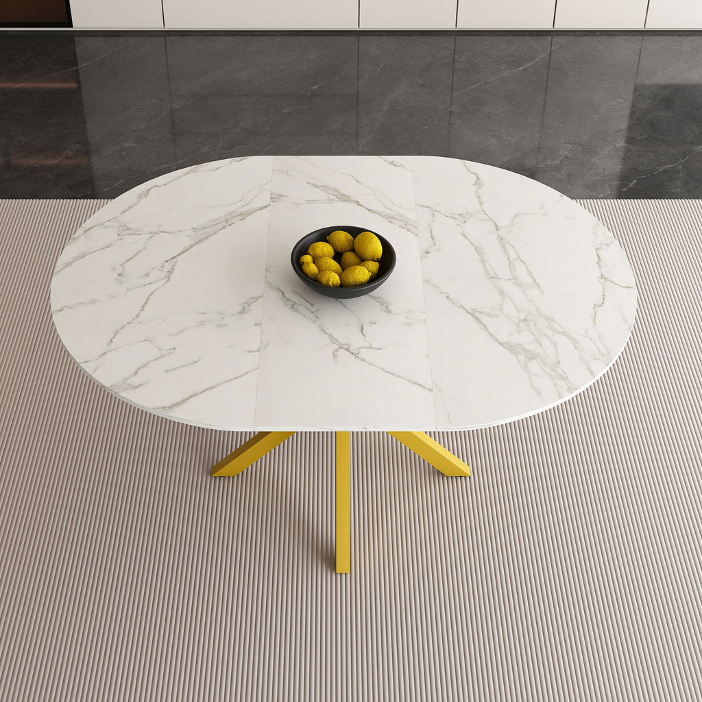 Modern Solid Wood Veneer Retractable Dining Table