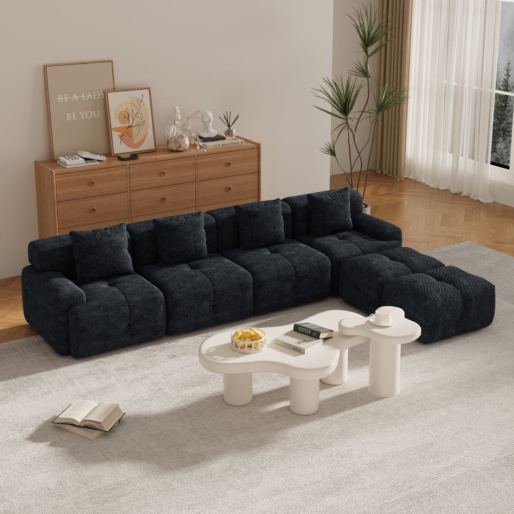 Oversized Boneless Convertible Cloud Couch with Movable Ottoman