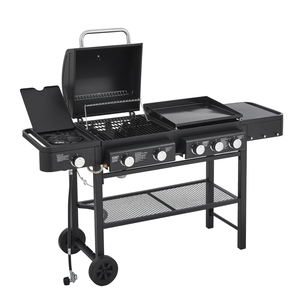 All-in-One 5 Burner Propane Gas Grill Griddle Combo 56000 BTU Heavy Duty Backyard BBQ