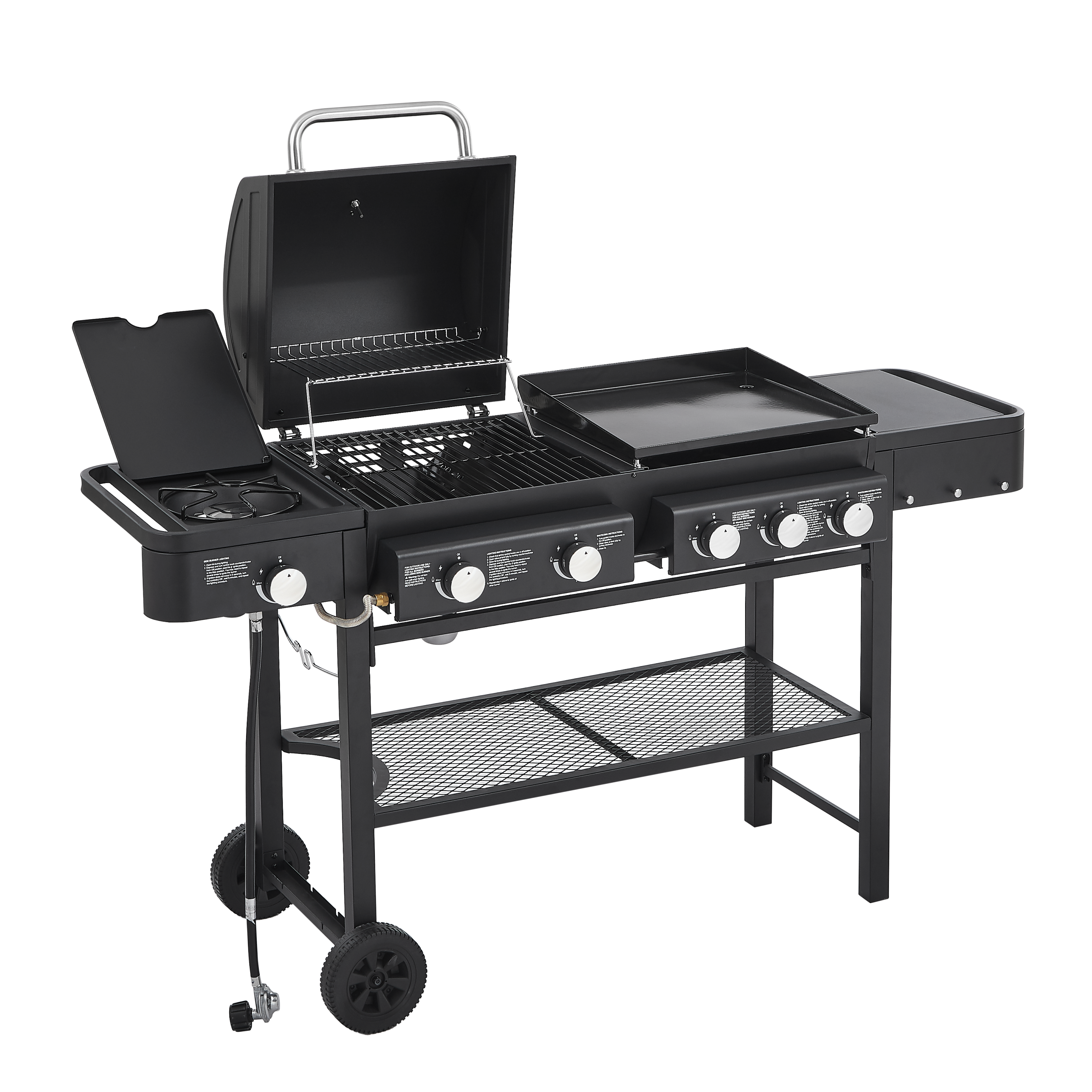 All-in-One 5 Burner Propane Gas Grill Griddle Combo 56000 BTU Heavy Duty Backyard BBQ