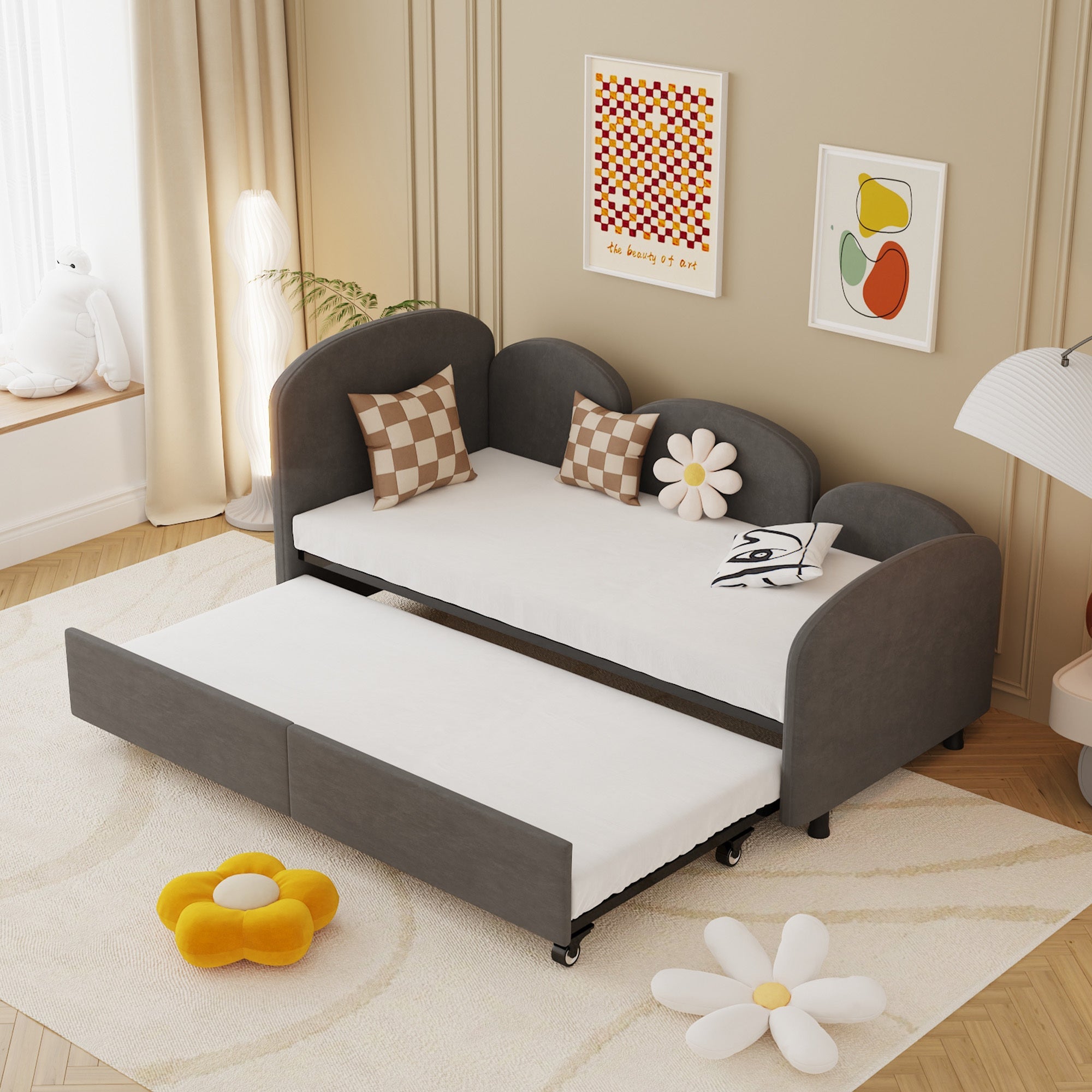 Modern Twin Size Velvet Upholstered Daybed