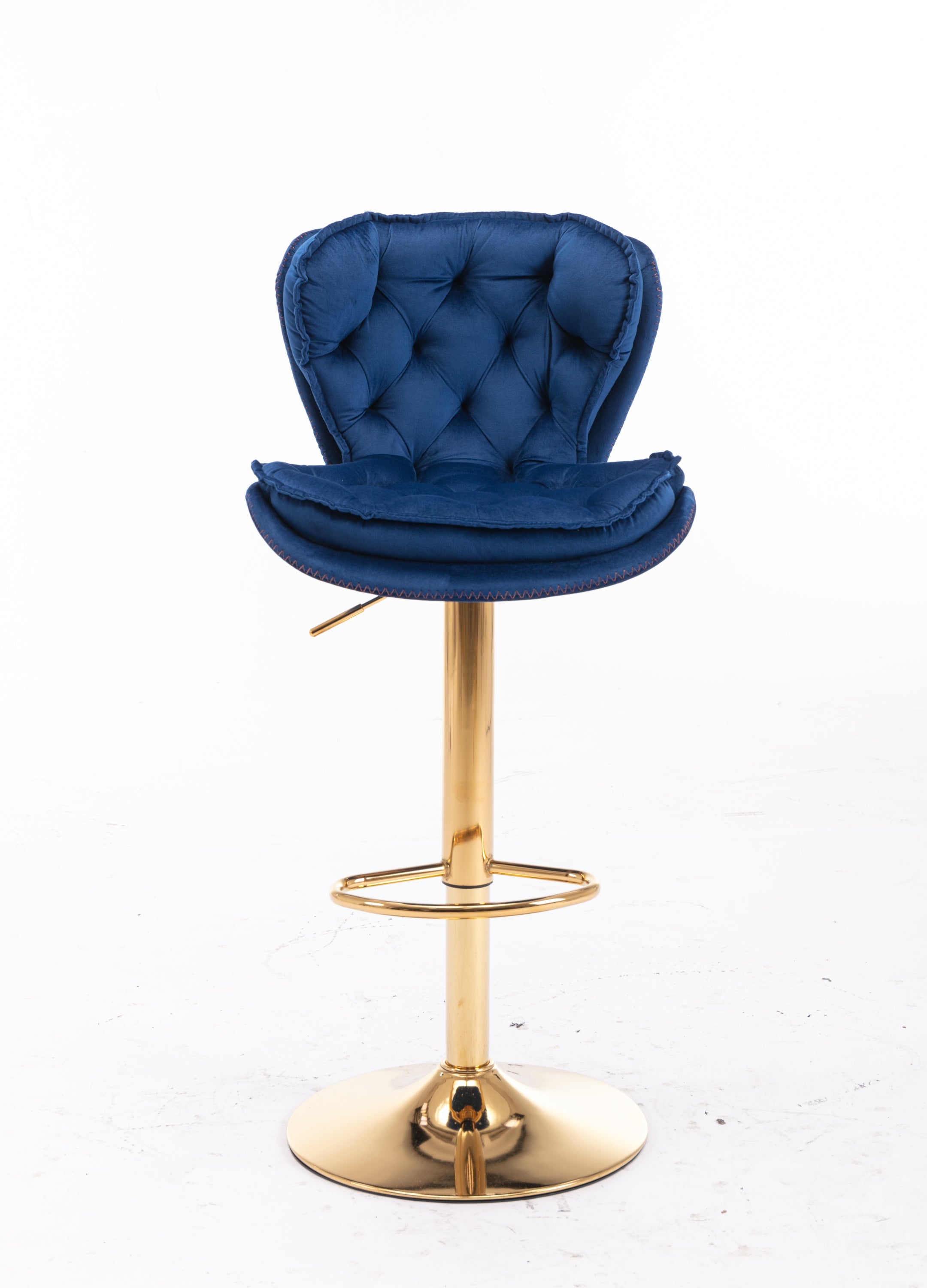 Velvet Bar Stools Set of 2 - Gold Base Adjustable Swivel Counter