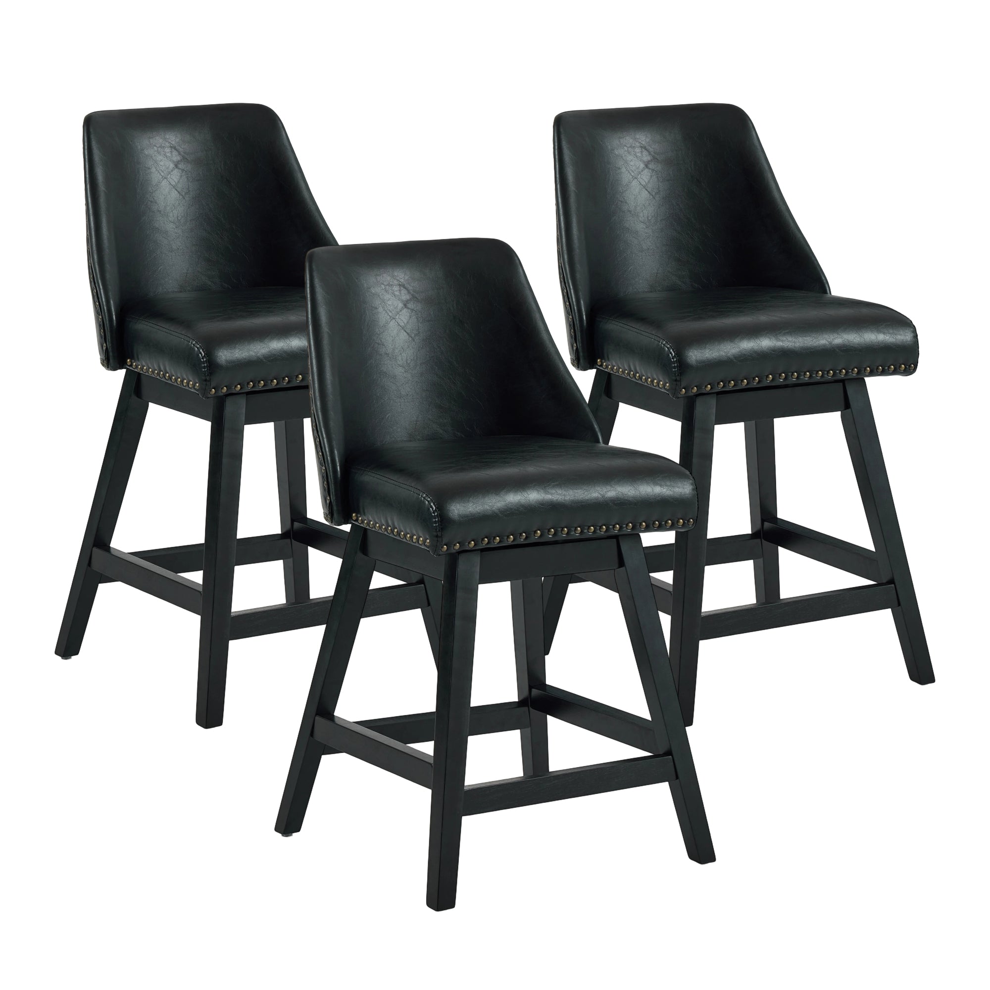 Firmoz Modern 360° Swivel Bar Stools with PU/Cracked Leather Upholstery