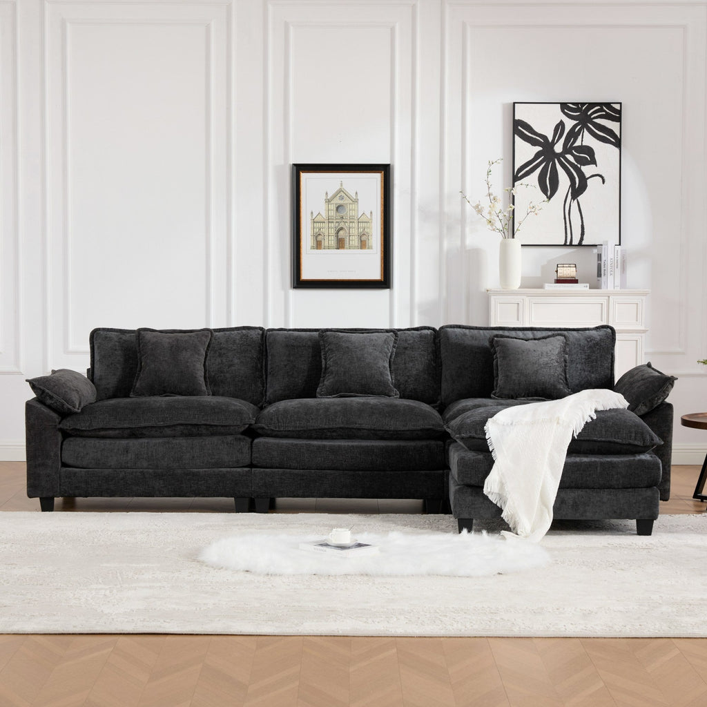 Modern Comfy Upholstered Seat Cushion Sectional Couch (Ottoman is Not Included)