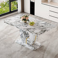Modern 63'' Imitation Marble Dining Table for 4-6 people