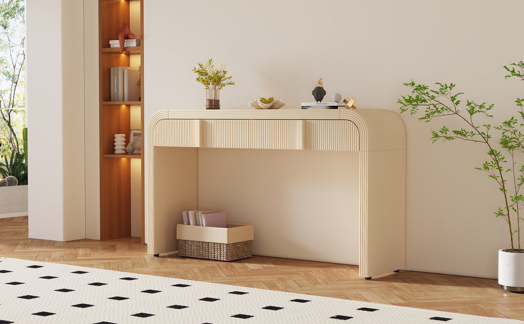 Modern Console Fluted Entryway Table with Rounded Silhouette