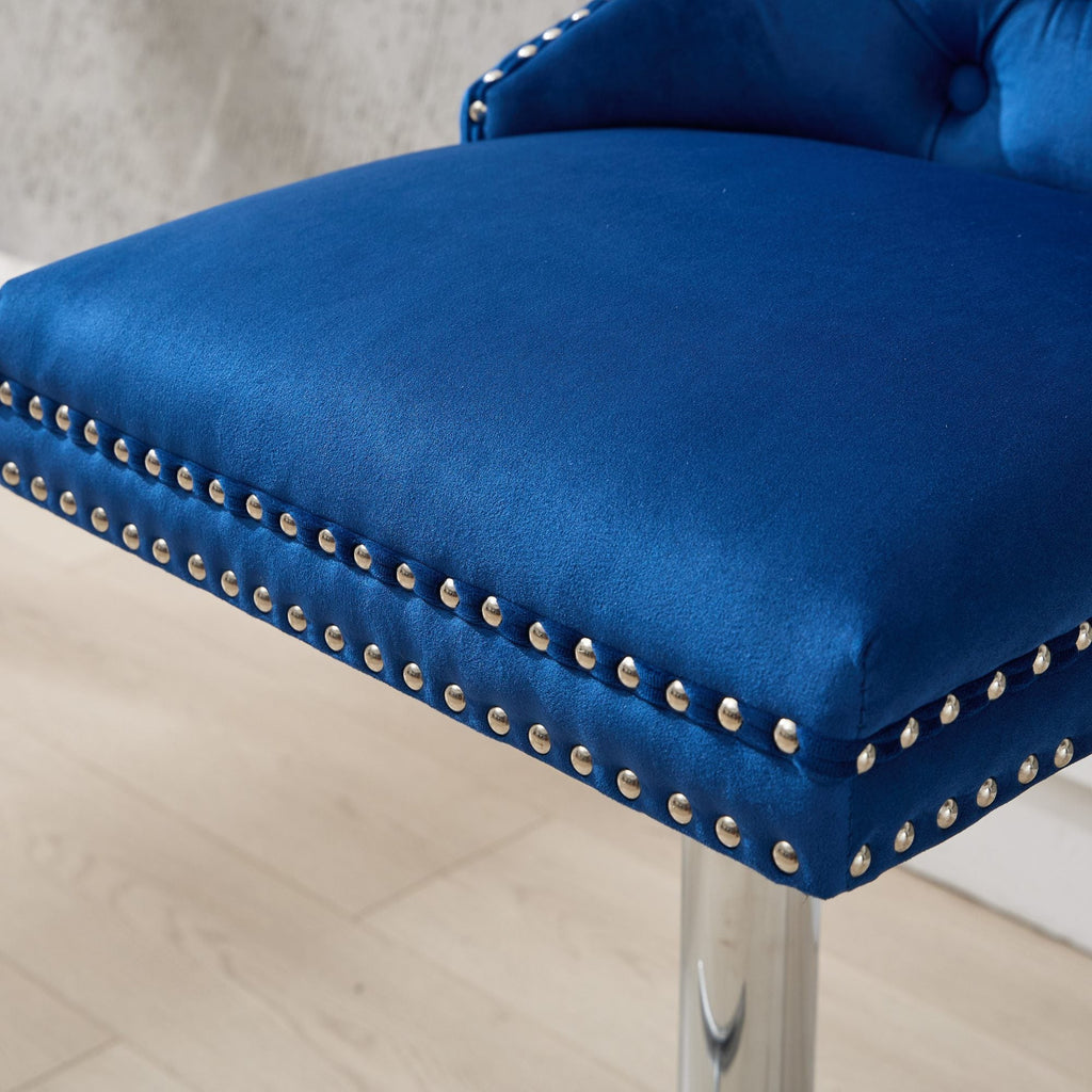 Modern Upholstered Swivel Velvet Barstools (Set of 2)