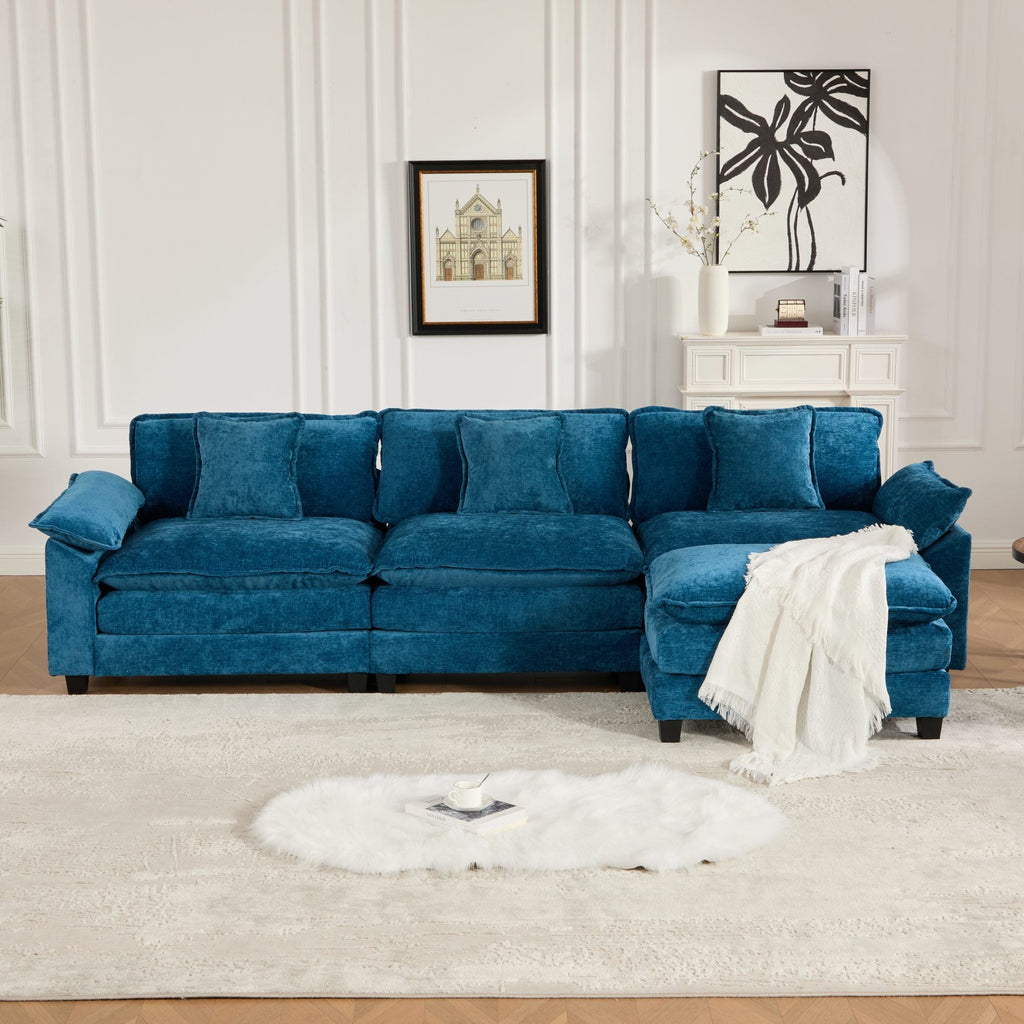 Modern Comfy Upholstered Seat Cushion Sectional Couch (Ottoman is Not Included)