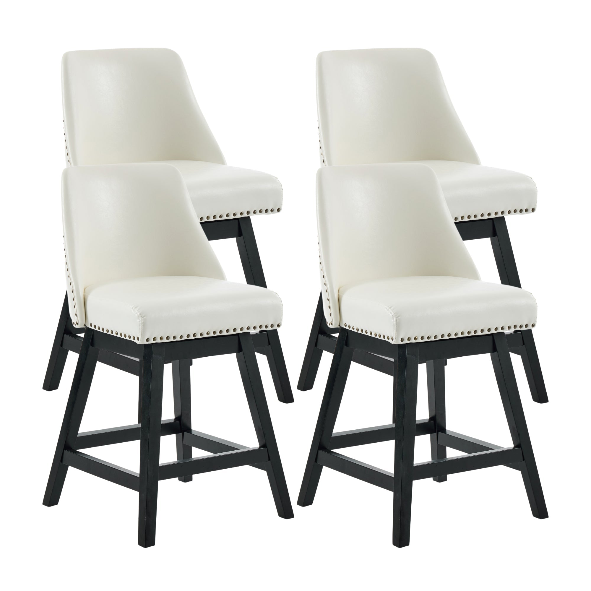 Firmoz Modern 360° Swivel Bar Stools with PU/Cracked Leather Upholstery