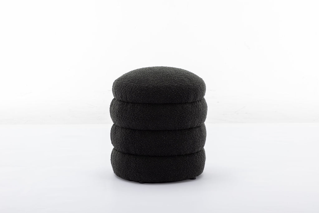 Boucle/Velvet Round Ottoman Footrest Stool
