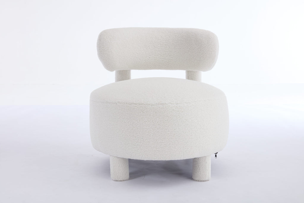 Fur/Teddy Fabric Armless Accent Chair with Curved Backrest