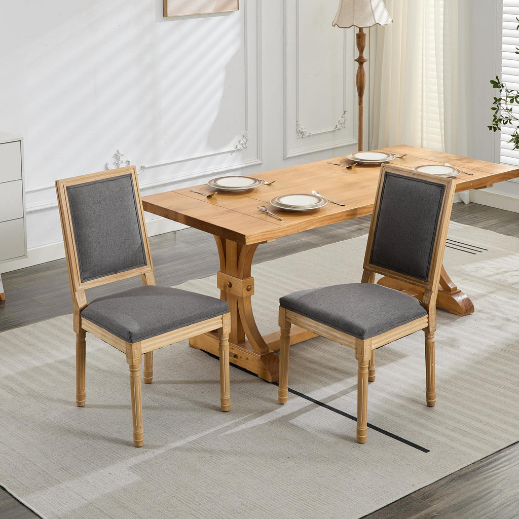 French Louis Dining Chairs with Square Backrest (Set of 2)