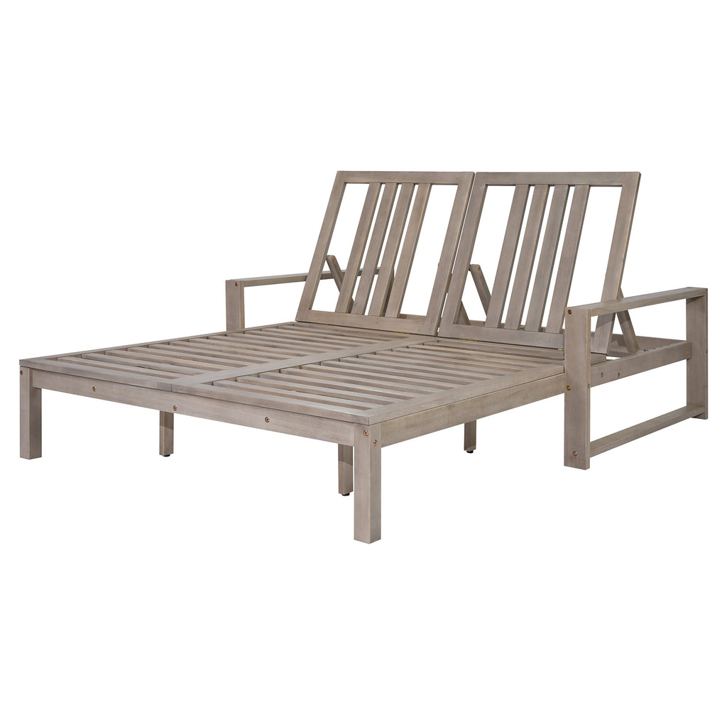 Double chaise lounge 5 position adjustable backs cushioned ideal for patio poolside relaxation