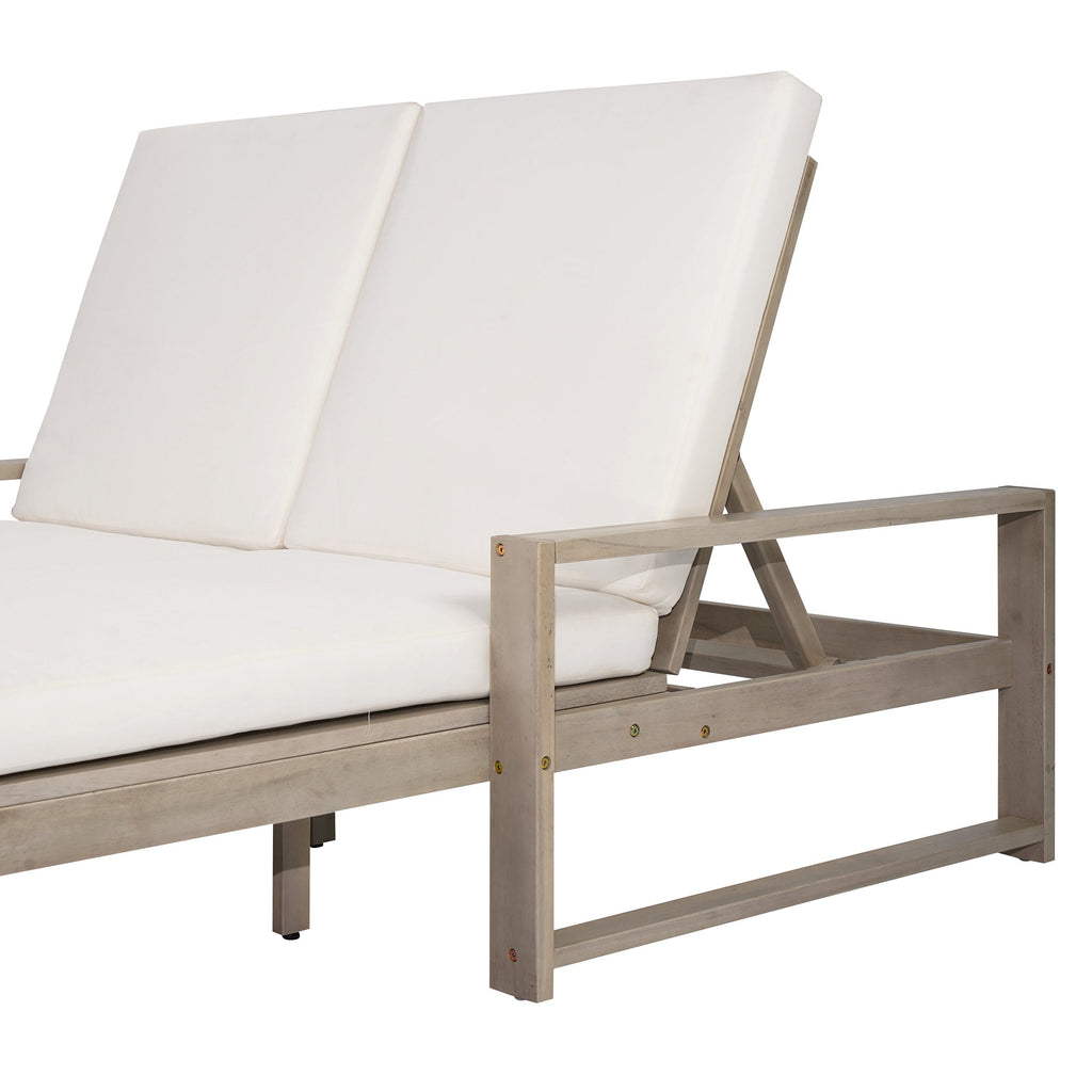 Double chaise lounge 5 position adjustable backs cushioned ideal for patio poolside relaxation
