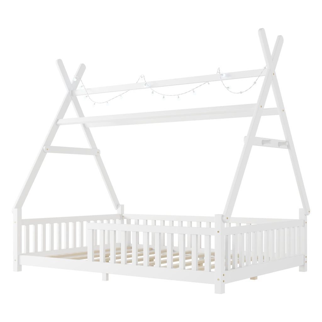 Full Size House Bed with Light for Kids