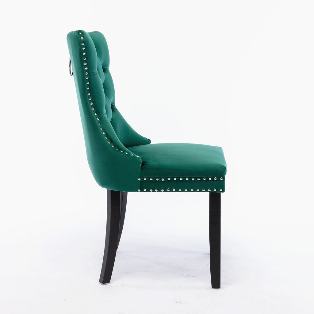 Modern High-end Tufted Solid Wood Velvet Dining Chair(Set of 2)