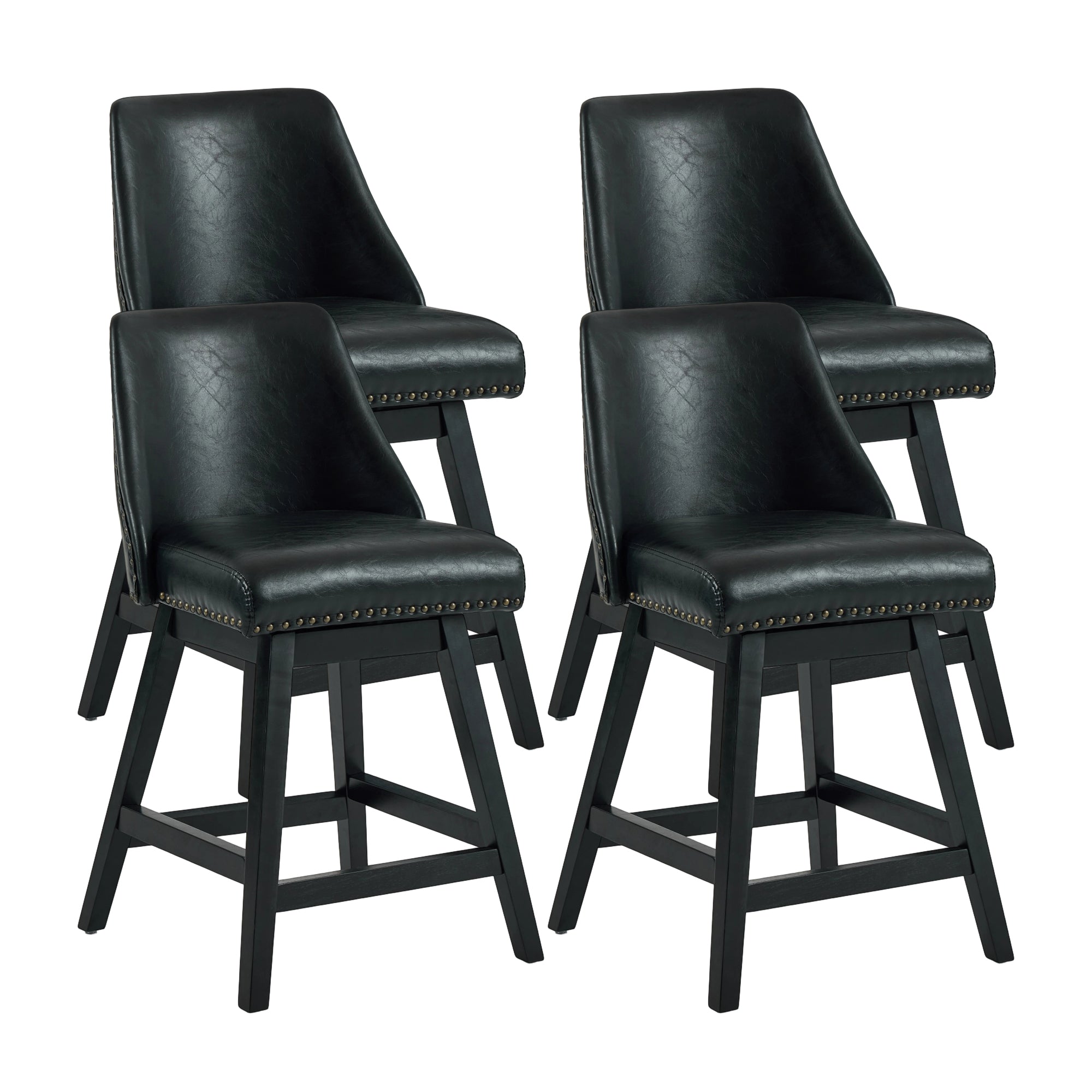 Firmoz Modern 360° Swivel Bar Stools with PU/Cracked Leather Upholstery