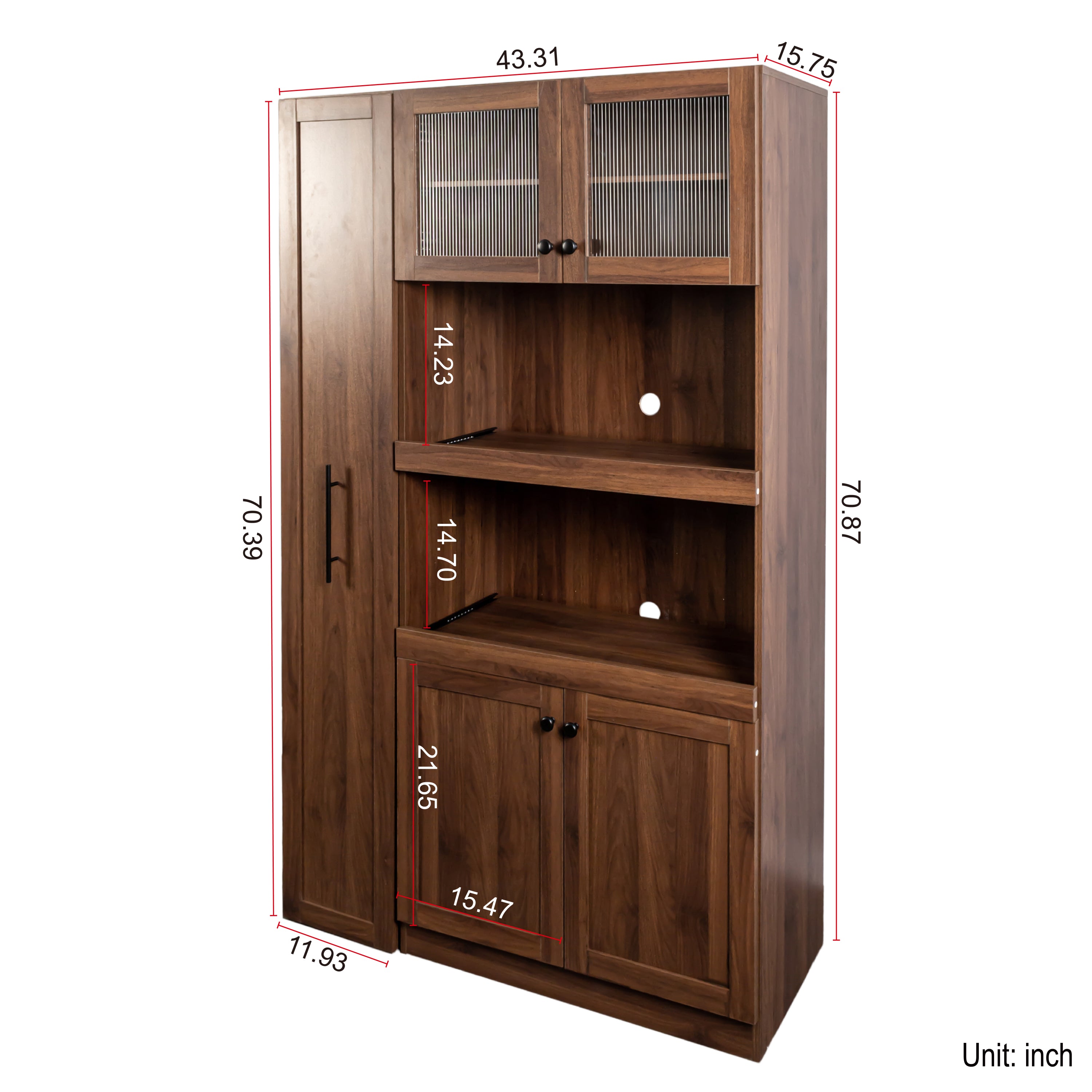 Farmhouse Pantry Organizers Cabinet with 4 Doors