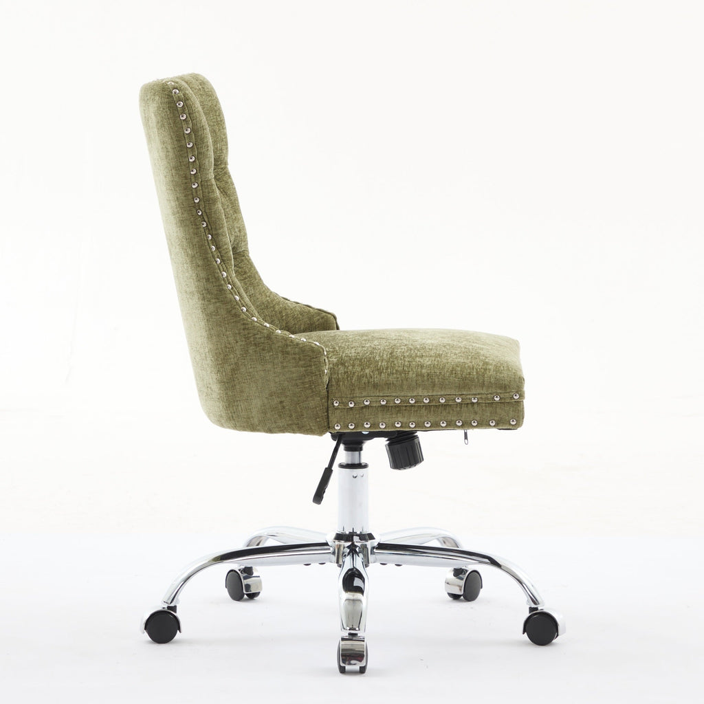 Modern Chenille Upholstered Tufted Button Home Office Chair