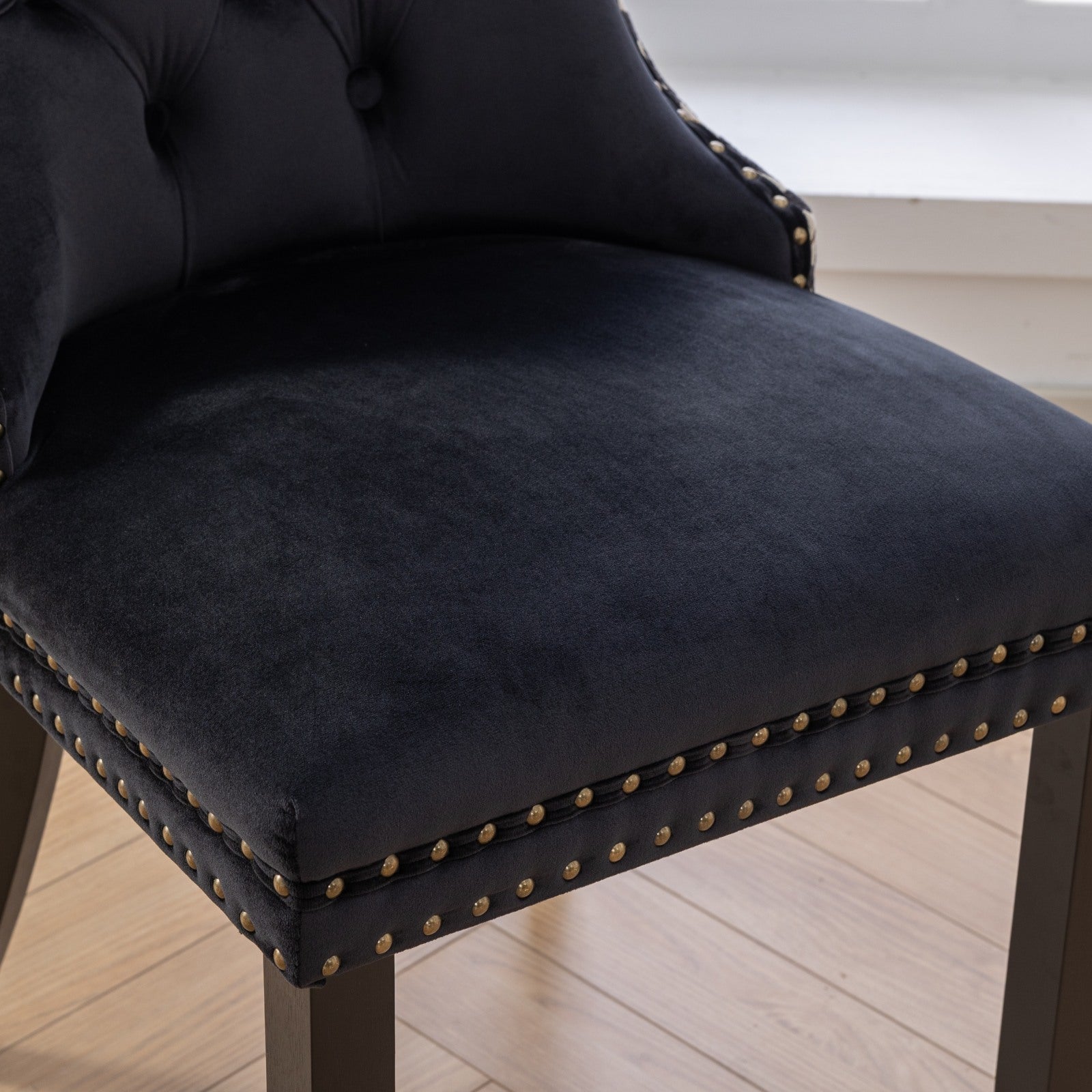 Modern High-end Tufted Solid Wood Velvet Dining Chair(Set of 2)
