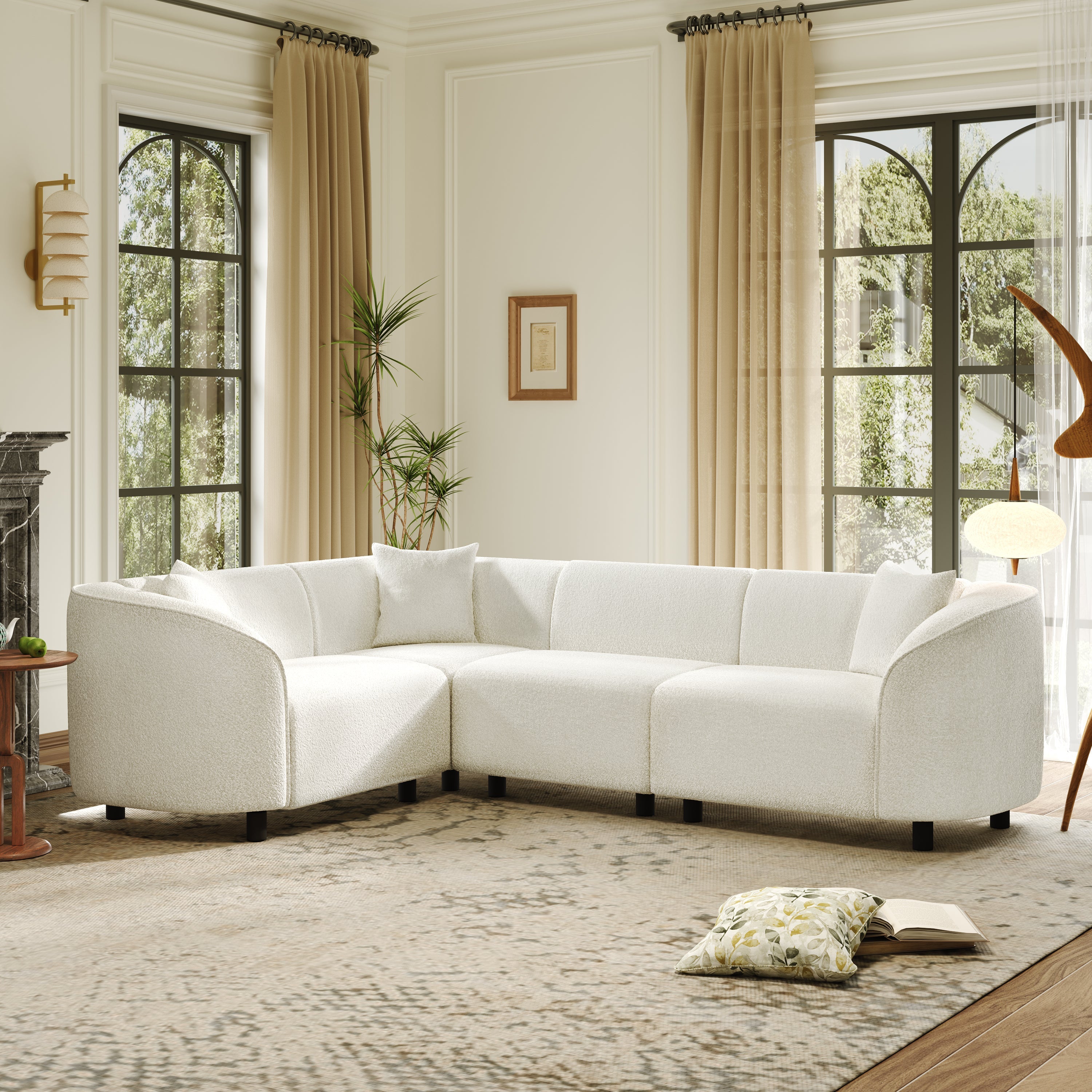 104' L-Shaped Curved Contemporary Sectional Sofa